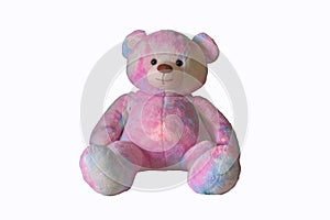 Pink teddy bear toy isolate on white background.