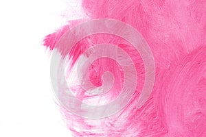 Pink textured background , smeared with brush strokes on white background.Painted surface design banners photo