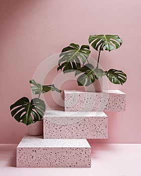 Pink Monstera Plant Display