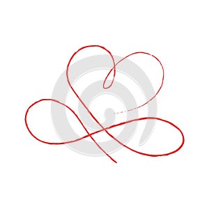 Pink thin lines two hearts love infinity symbol on white background - Vector