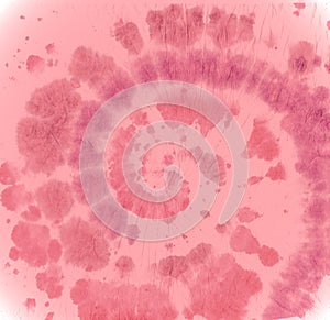 Pink Tie Dye Swirl. Hippie Cool Dress. Red Watercolor Spiral.