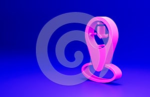 Pink Time zone clocks icon isolated on blue background. Minimalism concept. 3D render illustration