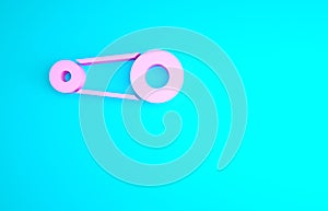 Pink Timing belt kit icon isolated on blue background. Minimalism concept. 3d illustration 3D render