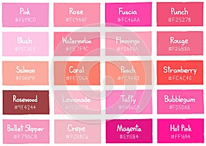 Pink Tone Color Shade Background with Code and Name