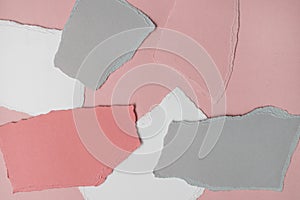 Pink torn paper texture on mood board. Art background.
