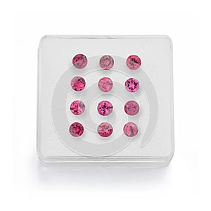 Pink Tourmaline Gemstones in White Gemstone Display Box