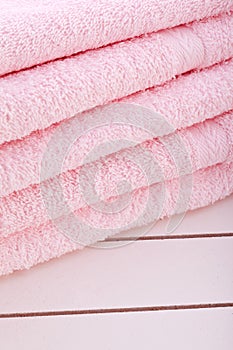 Pink towels for wellness