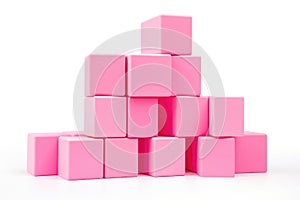 Pink Toy Building Blocks White Background