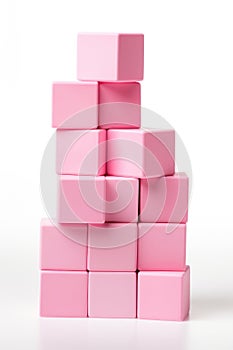 Pink Toy Building Blocks White Background