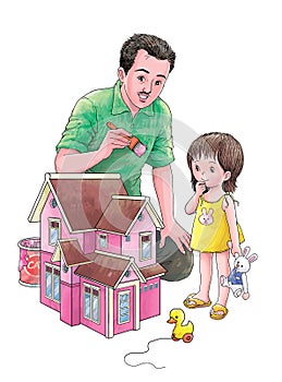 Pink toy house