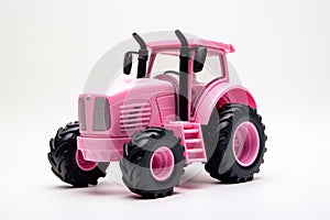Pink Toy Toy Farm Tractor White Background