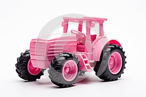 Pink Toy Toy Farm Tractor White Background