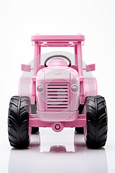 Pink Toy Toy Farm Tractor White Background