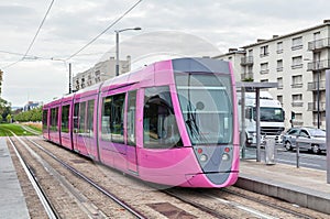 Pink tram in Reims