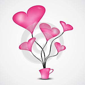 Pink Tree hearts vector illustration can be use for valentine`s day, wedding invitation, greeting card, banner, postcard, web page