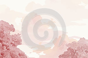 Pink trees and sky banner vector