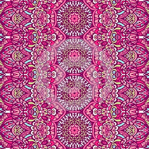 Pink Tribal Ethnic Festive Abstract Floral Vector Pattern