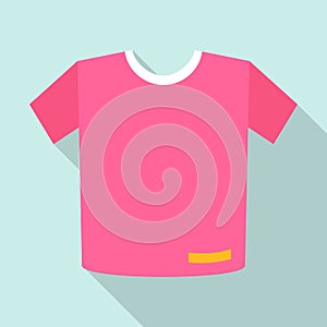 Pink tshirt icon, flat style