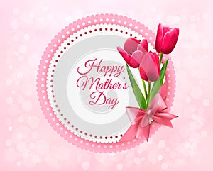 Růžový tulipány šťastný matky karta 