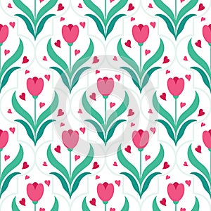 Pink Tulips seamless pattern