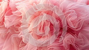 Pink tulle fabric close-up texture. Full frame abstract background with soft waves