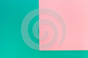 Pink and turquoise color paper texture background. Trend colors, geometric paper background. Colorful of soft paper