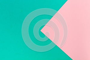 Pink and turquoise color paper texture background. Trend colors, geometric paper background. Colorful of soft paper background.Pas