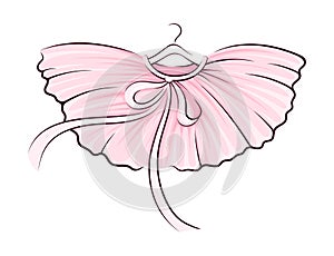 Pink Tutu Skirt with Corrugated Edges on Hanger Vector Illustration