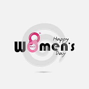 Pink Typographical Design Elements.Happy Women`s day.International Women`s day symbol. Minimalistic design for international wom