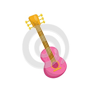 Pink ukulele, Hawaian National musical instrument vector Illustration on a white background