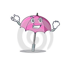 Pink umbrella cartoon character style with happy face