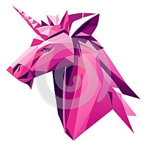 Pink unicorn head isolated on a white background. Vector illustration for your design Generative AI