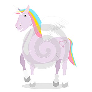 Pink Unicorn with rainbow colors.