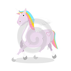 Pink Unicorn with rainbow colors.