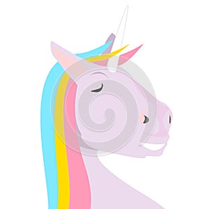 Pink Unicorn with rainbow colors.