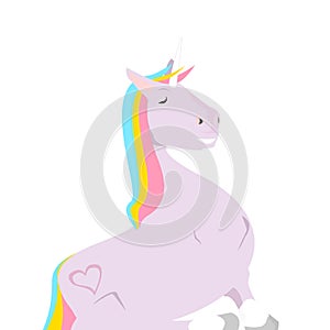 Pink Unicorn with rainbow colors.