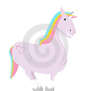 Pink Unicorn with rainbow colors.