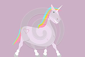 Pink Unicorn with rainbow colors.