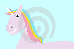 Pink Unicorn with rainbow colors.