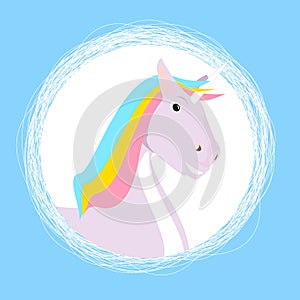 Pink Unicorn with rainbow colors.