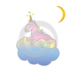 Pink Unicorn Vector sleeping cute hand drawn icon sweet dreams