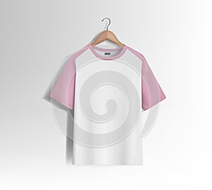 Pink unisex blank t-shirt stylish template sides for design mockup print, isolated.