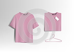 Pink unisex blank t-shirt stylish template sides for design mockup print, isolated.