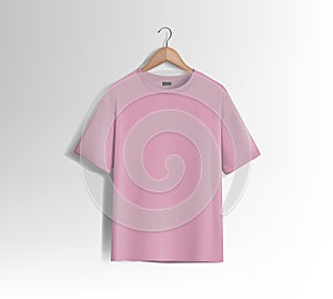 Pink unisex blank t-shirt stylish template sides for design mockup print, isolated.