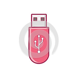 Pink USB Flash Drive Data Storage Device Icon Illustration Vector