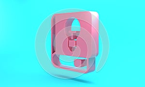 Pink User manual icon isolated on turquoise blue background. User guide book. Instruction sign. Read before use