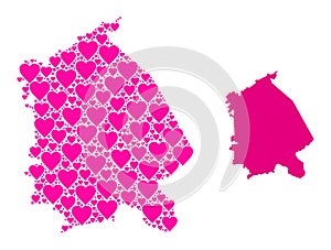 Pink Valentine Pattern Map of Pavlodar Region photo