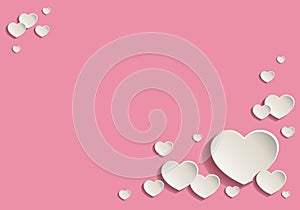 Pink Valentine`s Card Ornate with Cute White Hearts