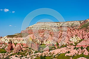 Pink valley at Cappadocia, Anatolia, Turkey. Volcanic mountains