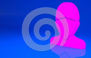 Pink Vandal icon isolated on blue background. Minimalism concept. 3d illustration. 3D render